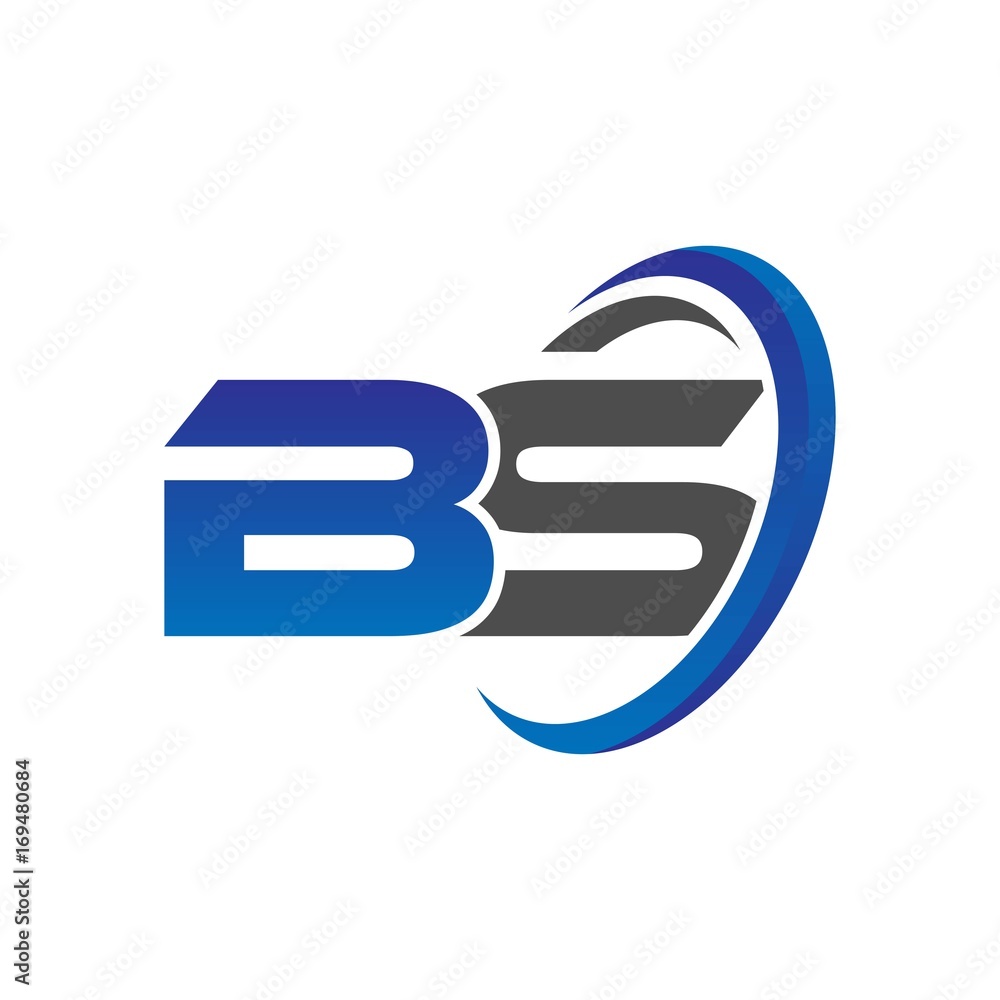vector initial logo letters bs with circle swoosh blue gray vector initial logo letters bs with circle swoosh blue gray