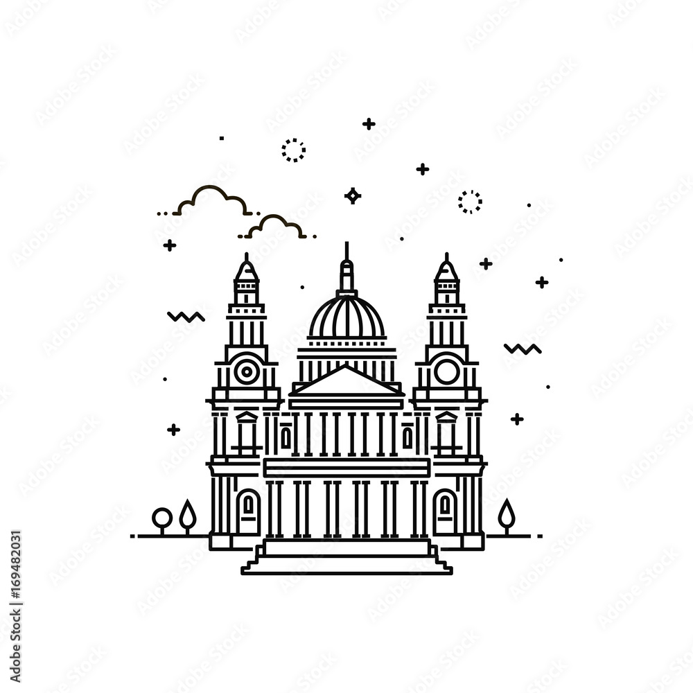 Vector Illustration of St Paul's Cathedral Icon Outline