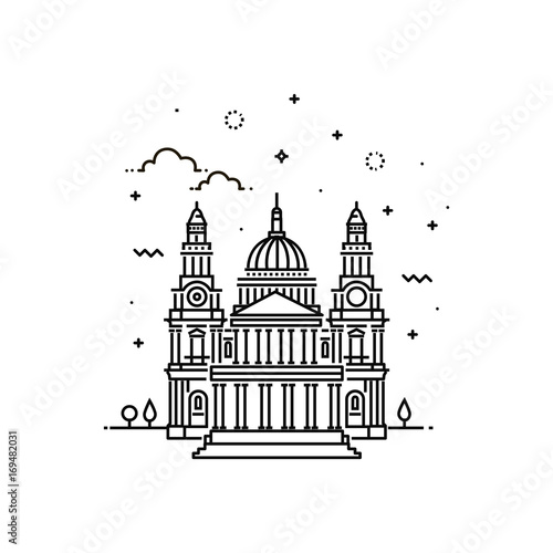 Vector Illustration of St Paul's Cathedral Icon Outline photo