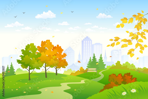 Cartoon autumn park