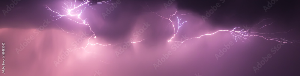 Nature lightning bolt at night thunder storm