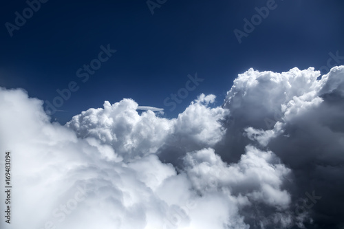 White clouds, view from above air plane window