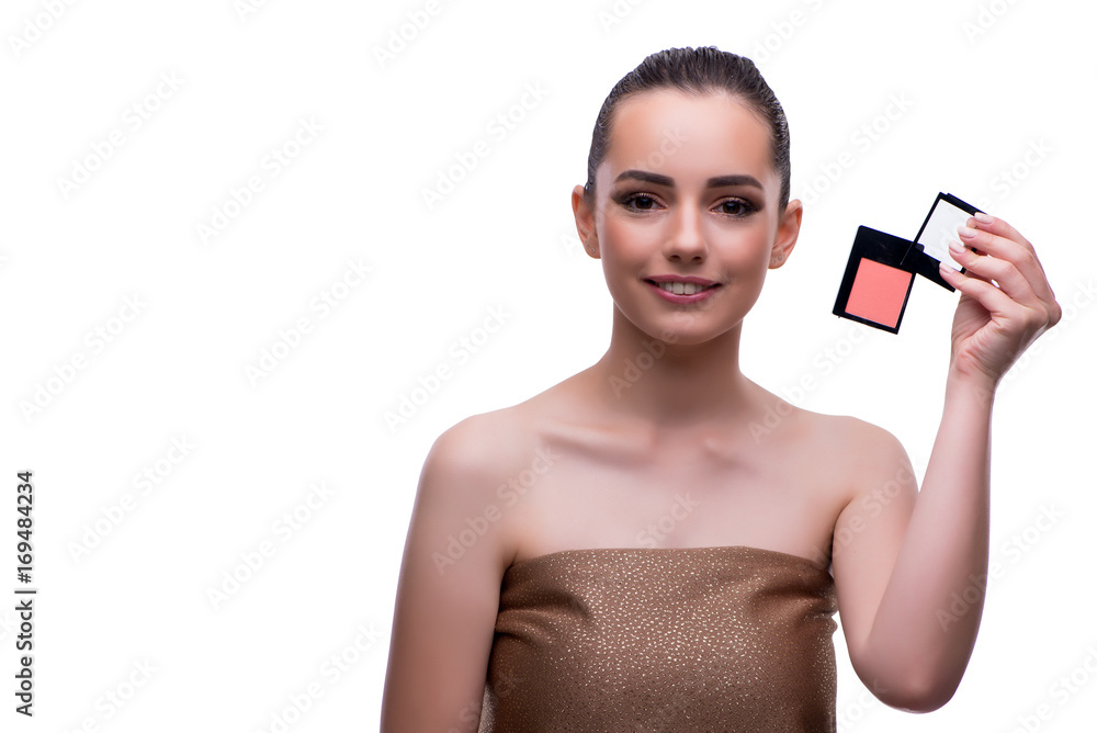 Woman in beauty concept applying make up using cosmetics Woman in beauty concept applying make up using cosmetics