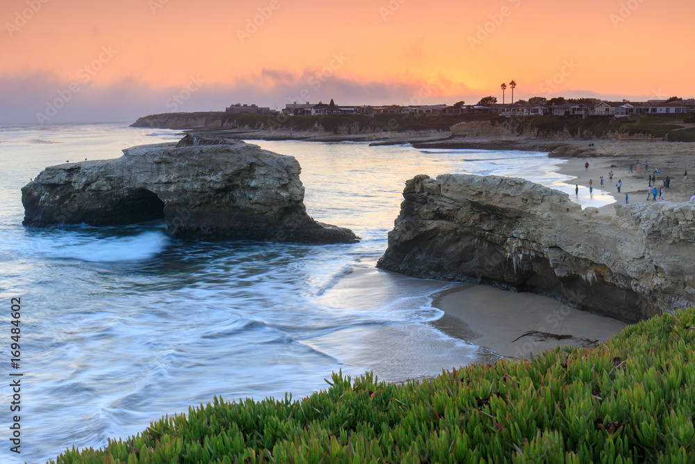 Sunset over Natural Bridges State Beach. Santa Cruz, California, USA.