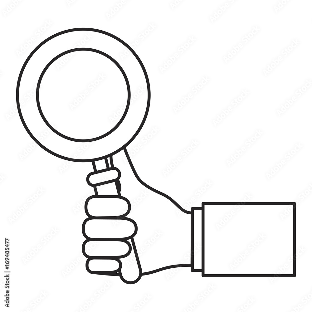 monochrome silhouette of hand holding magnifying glass monochrome silhouette of hand holding magnifying glass