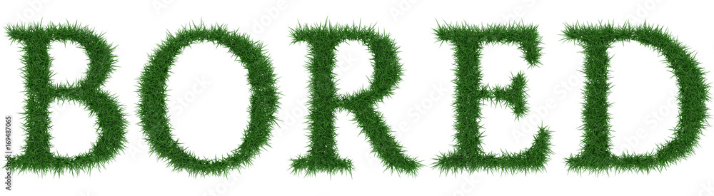Bored - 3D rendering fresh Grass letters isolated on whhite background. Bored - 3D rendering fresh Grass letters isolated on whhite background.