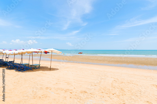 Beach beach umbrella in blue sky