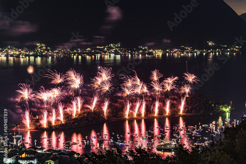 Fireworks during San Giovanni Festival on the Isola Comacina, Sala Comacina, Como province, Lombardia, Italy, Europe photo
