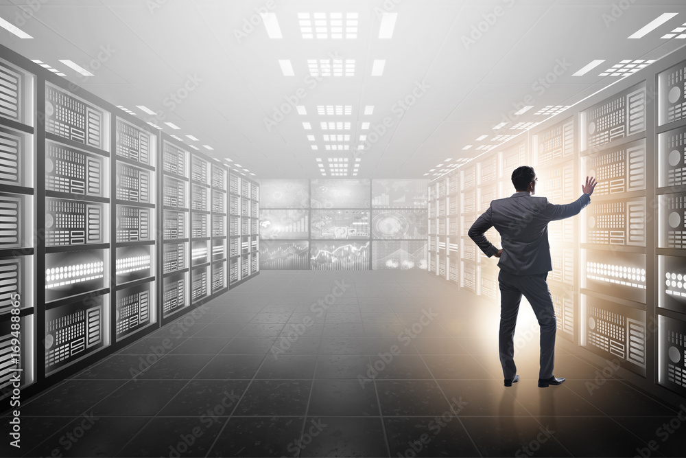 Fototapeta premium Concept of big data management with businessman