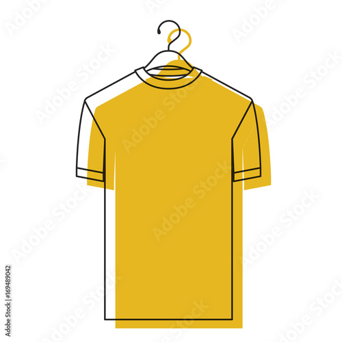 yellow watercolor silhouette of t-shirt man in hanger