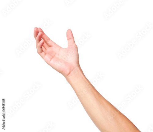 Empty man hand praying on white background