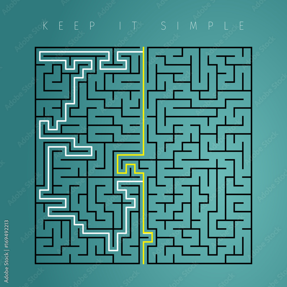 Keep it simple business concept for marketing, creativity, project management. Brilliant meaning solution with simple flow.