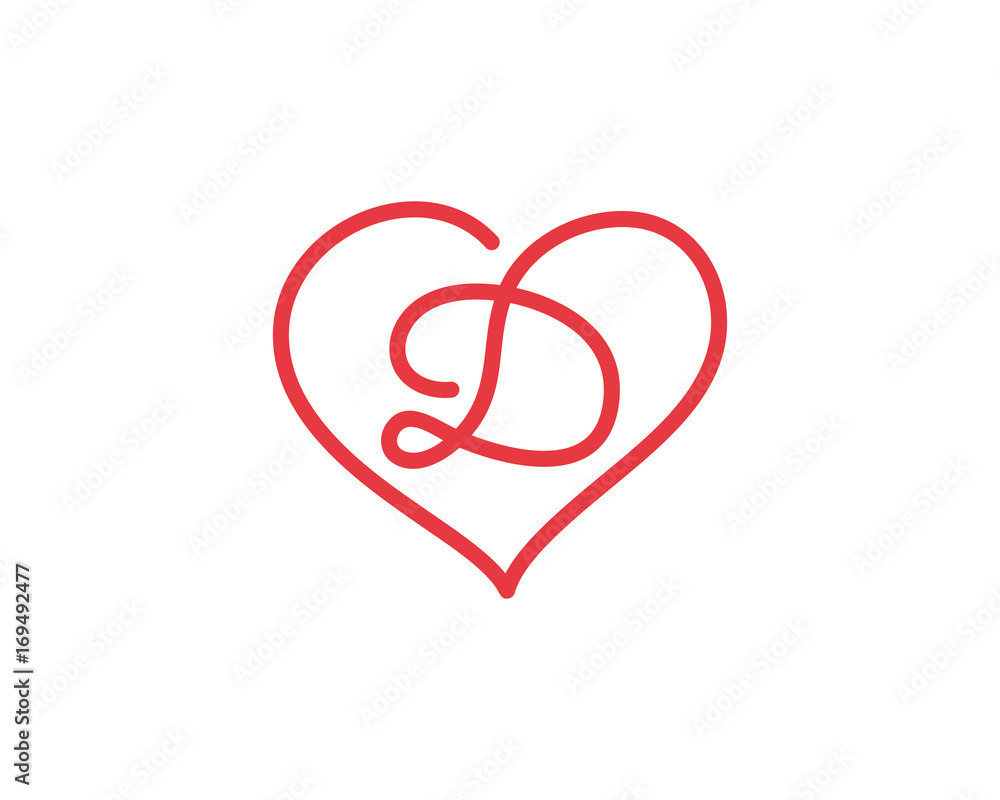 Letter D and heart logo 1 Stock Vector | Adobe Stock