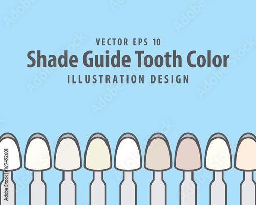 Shade Guide Tooth Color illustration vector on blue background. Dental concept.