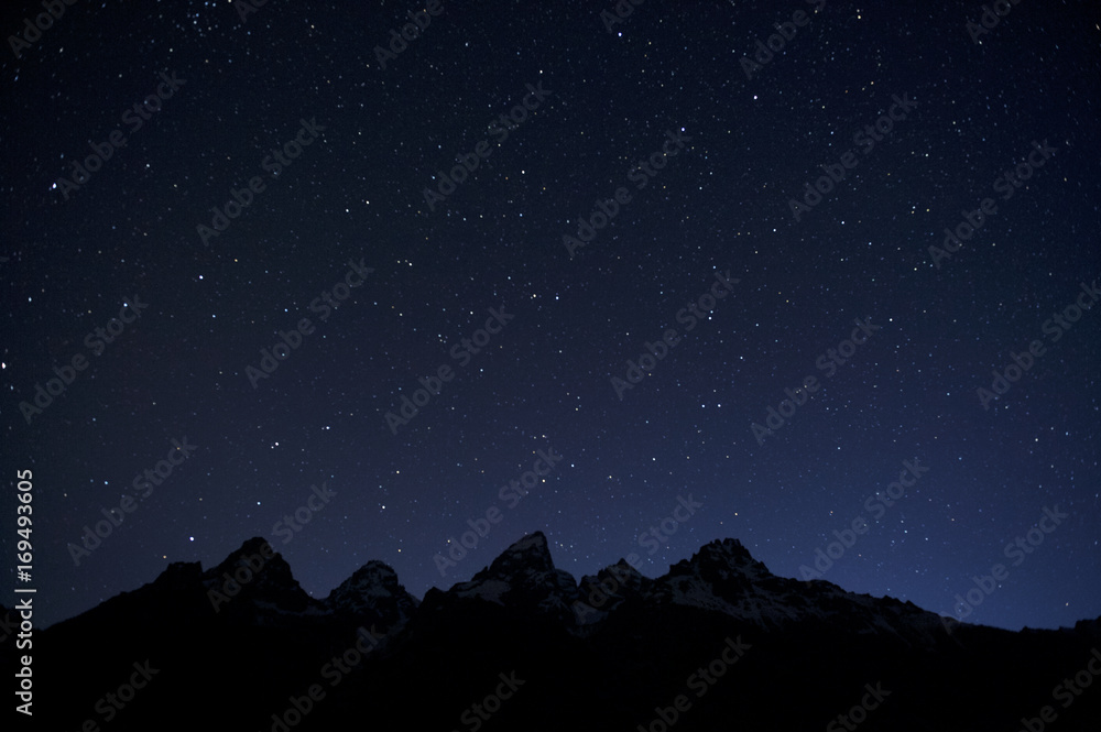 Grand Tetons and the Ursa Major (Big Dipper, the plough) constellation (incomplete), Grand Teton NP, WY, USA