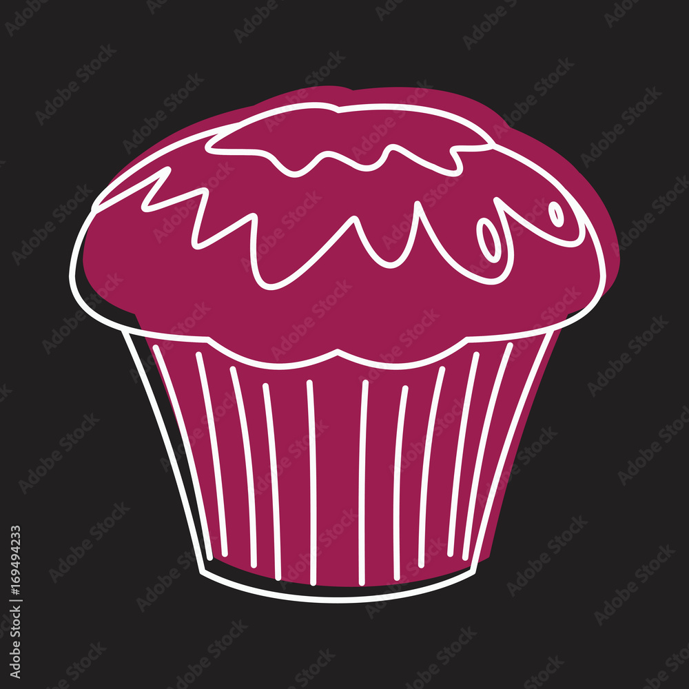 Cupcake bakery product in doodle style icons vector illustration for design