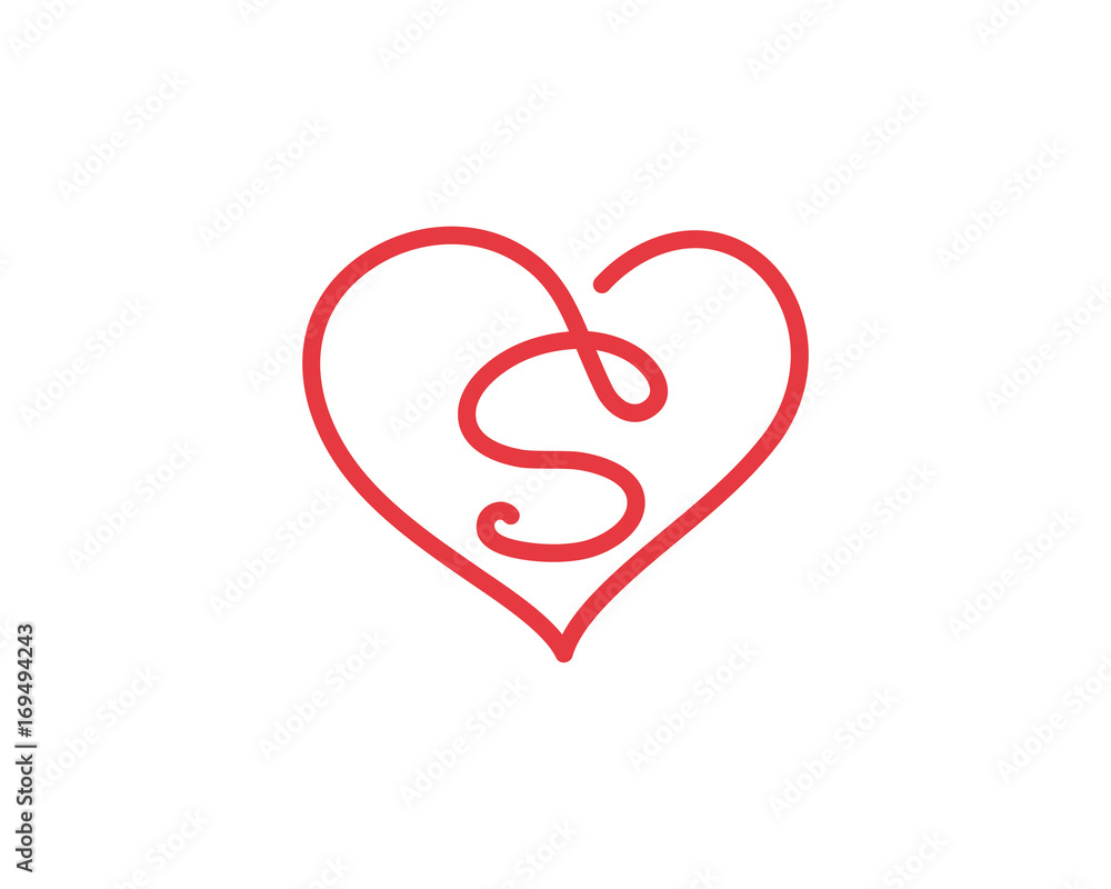 Letter S and heart logo 1 Stock Vector | Adobe Stock