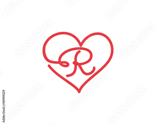 Letter R and heart logo 1