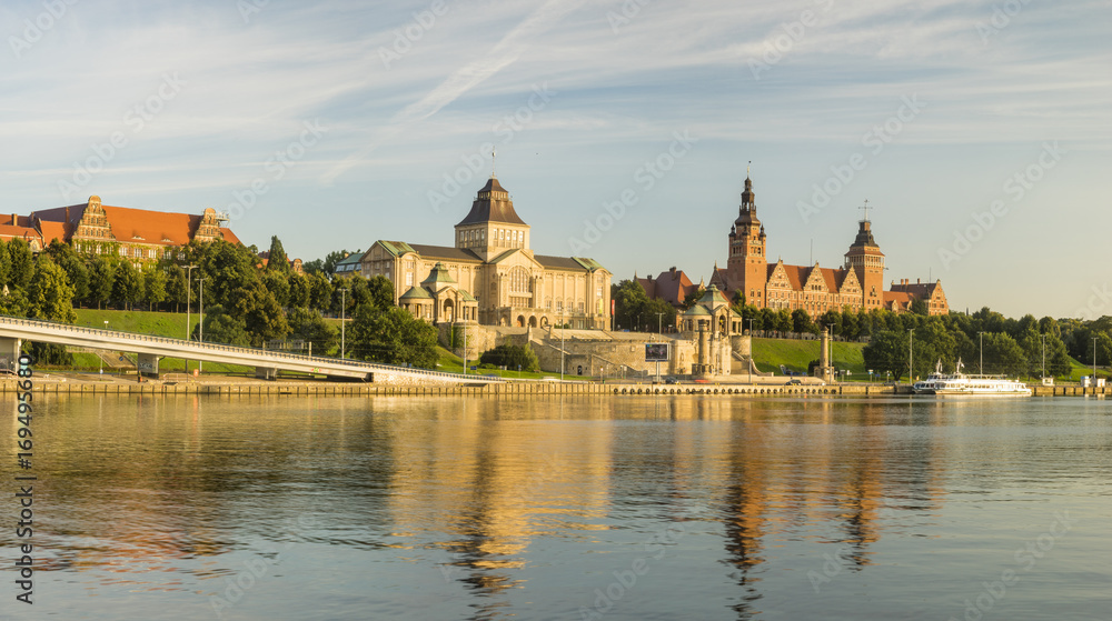 Panorama of the historic part of Szczecin, Poland