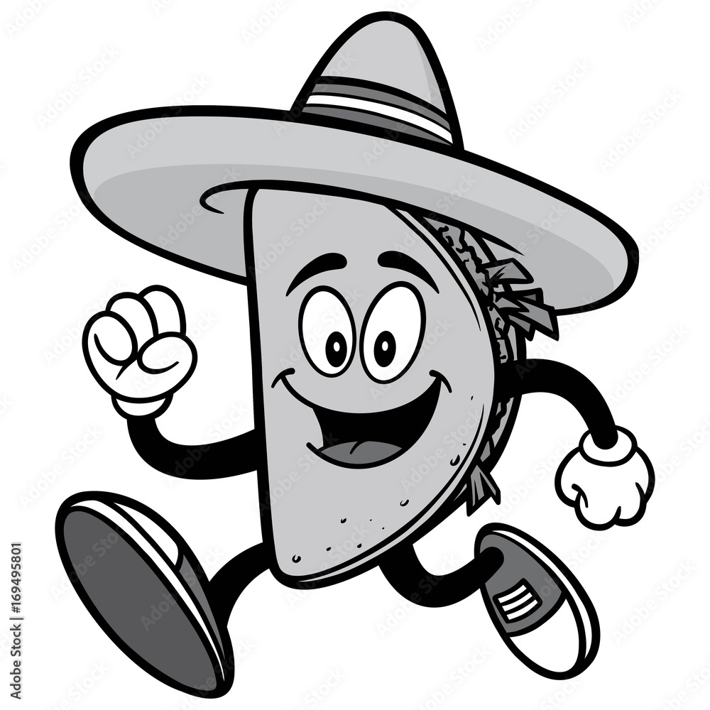 Fototapeta premium Taco Running Illustration