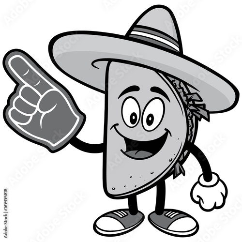 Taco with Foam Finger Illustration