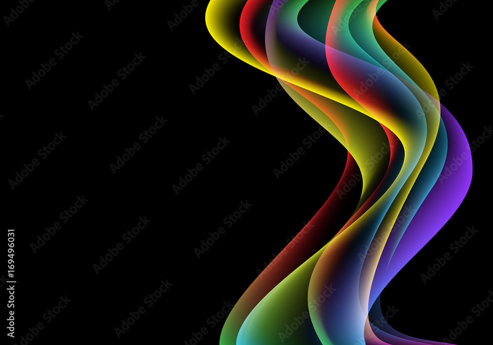 Abstract colors wave on black blank space for text place design modern background vector illustration.