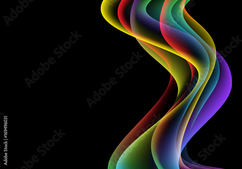 Abstract colors wave on black blank space for text place design modern background vector illustration.