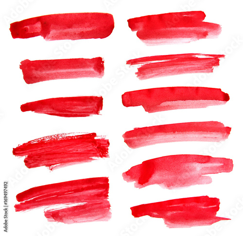 Set of red ink on white background
