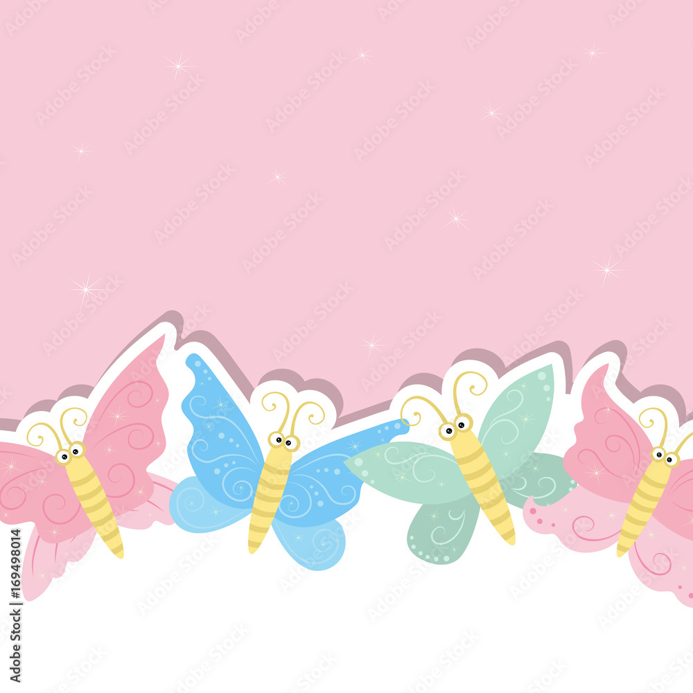 Greeting card with cute butterflies.