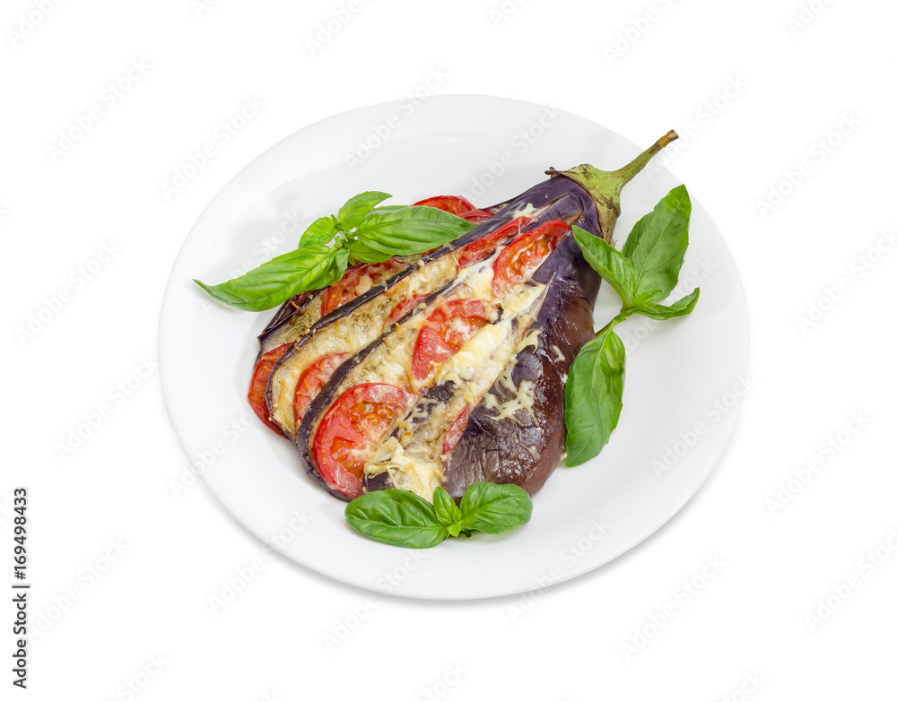 Eggplant stuffed with vegetables and cheese Eggplant stuffed with vegetables and cheese