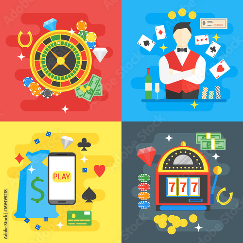 Casino Card Set Symbol Gambling Game. Vector