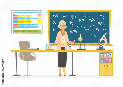 Chemistry teacher - modern cartoon people characters illustration