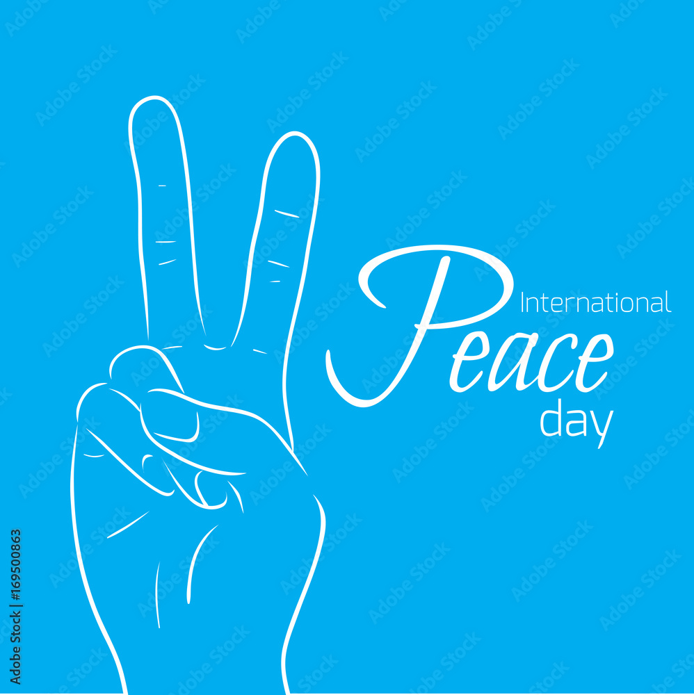 Obraz premium National Day of Peace. Outline peace gesture . Vector illustration for your creativity