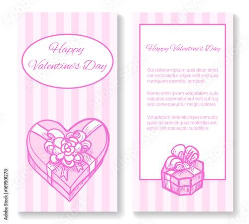 Happy Valentine s day greeting card. Gift box in heart shape. Vector illustration © vectortatu