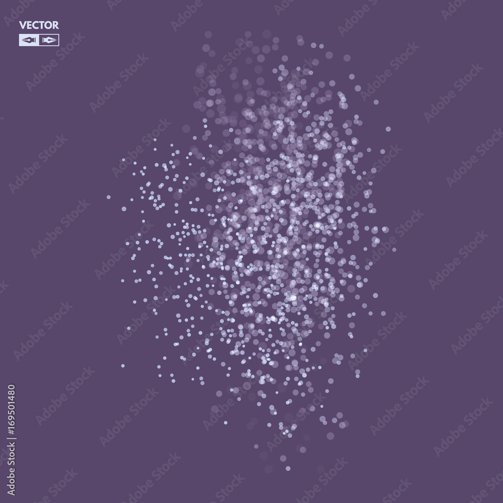 Obraz premium Chaotic particles in empty space. Dynamic background. Vector illustartion.