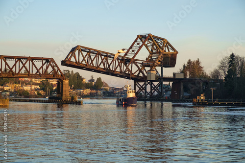 Photography Passing under the Salmon Bay Bridge