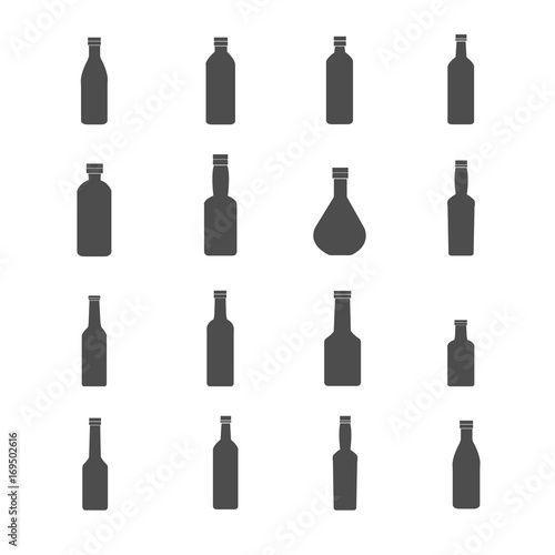 bottle icons set vector