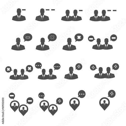 business people conflict icons set vector photo