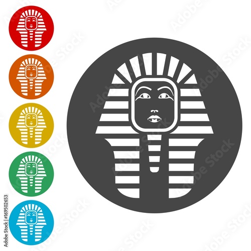 Pharaoh Tutankhamen mask icons set - Illustration 