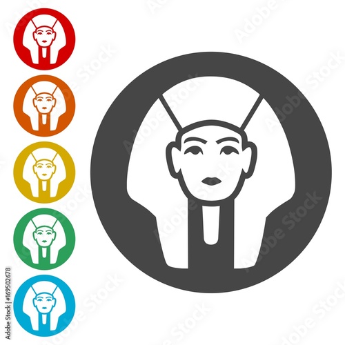 Pharaoh Tutankhamen mask icons set - Illustration 