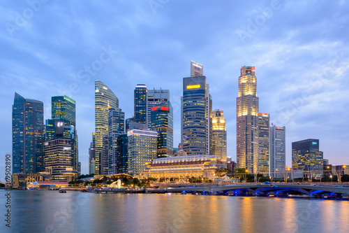 Panorama skyline of Singapore famous business city,Singapore city light twilight time © Atip R
