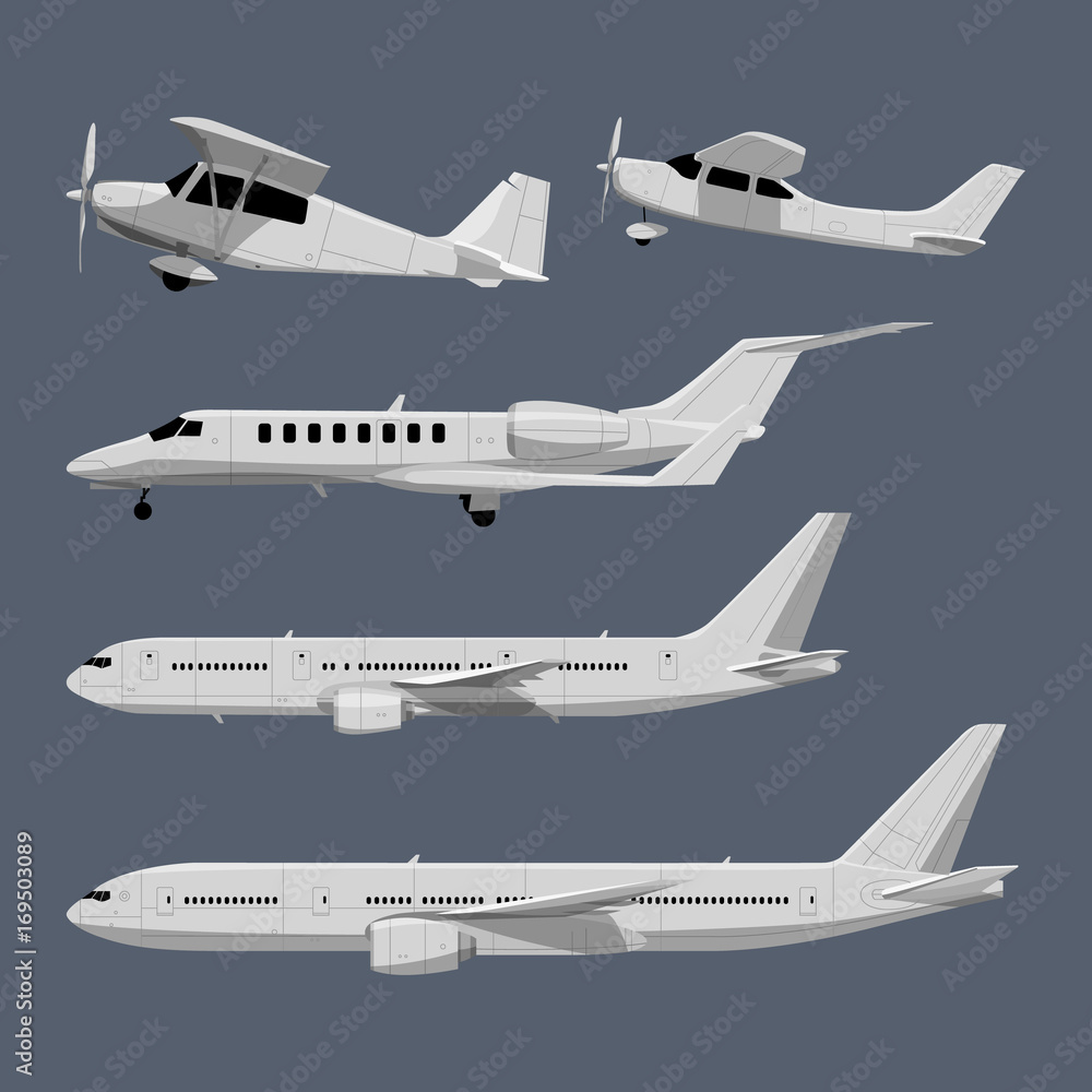 Vector illustrations of airplanes in cartoon style