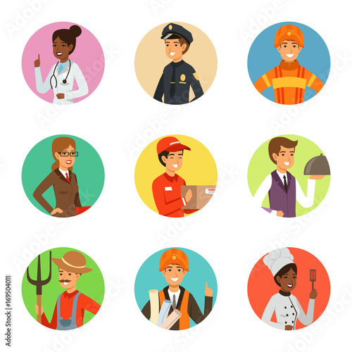 Vector avatars set with different professions