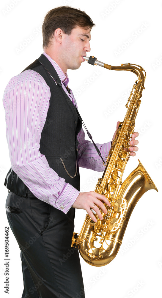 Fototapeta premium Man playing on a saxophone