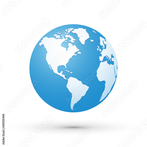 world map blue white illustration globe America