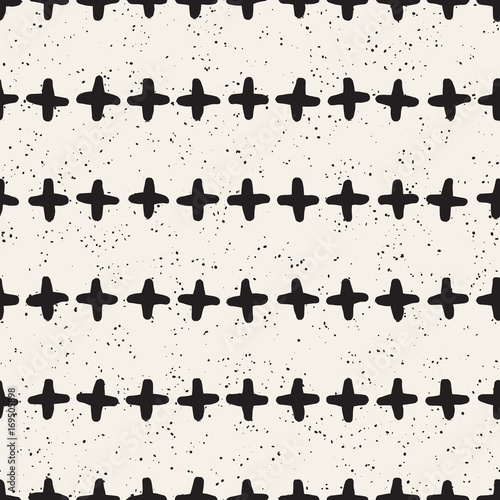 Fototapeta Naklejka Na Ścianę i Meble -  Hand drawn style ethnic seamless pattern. Abstract geometric tiling background in black and white. Vector freehand doodle texture.