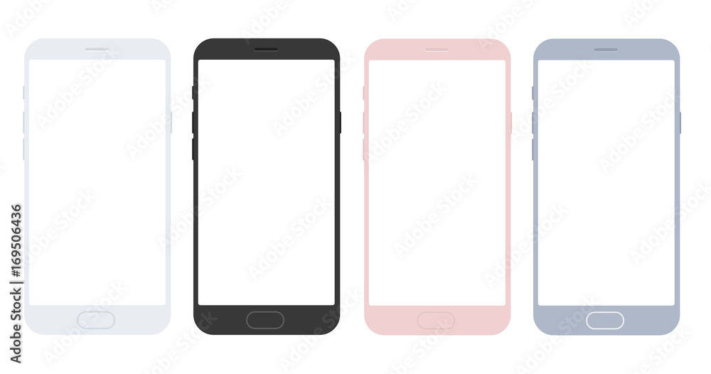 Set of vector mobile smart phone mockups for apps Set of vector mobile smart phone mockups for apps