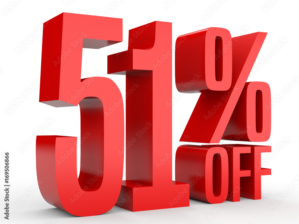 Fifty one percent off. Discount 51 %. Fifty one percent off. Discount 51 %.