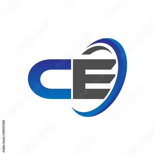 Tablou pe pânză vector initial logo letters ce with circle swoosh blue gray
