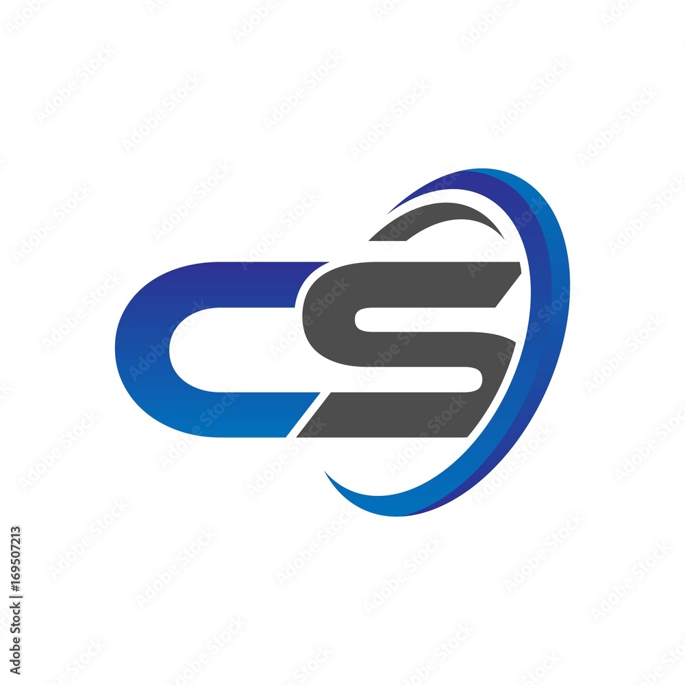 vector initial logo letters cs with circle swoosh blue gray vector initial logo letters cs with circle swoosh blue gray